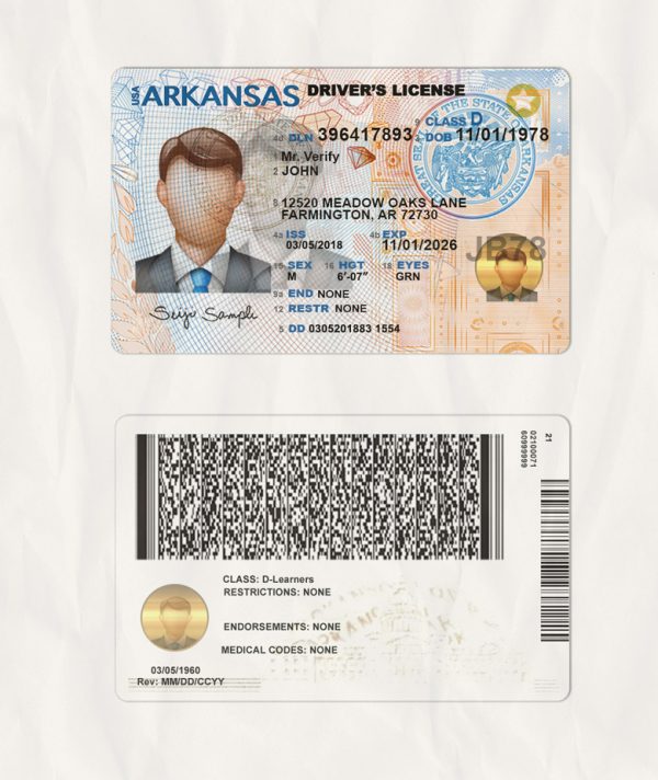 Arkansas driver license template 600x712 - Cart