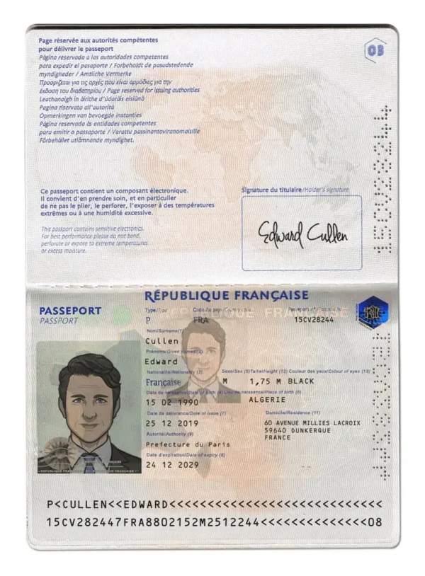 Fully Customizable France Passport PSD Template Fully Customizable France Passport PSD Template