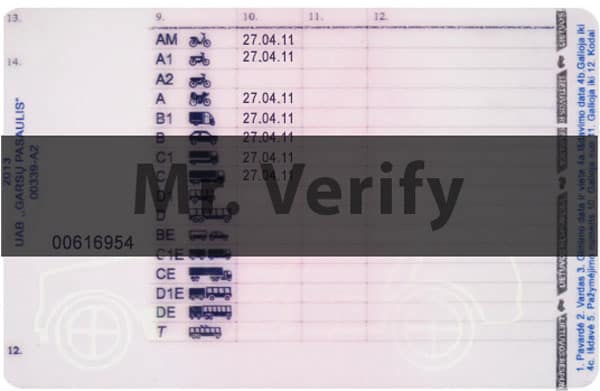 Lithuania driver license back template - Lithuania driver license Psd Template