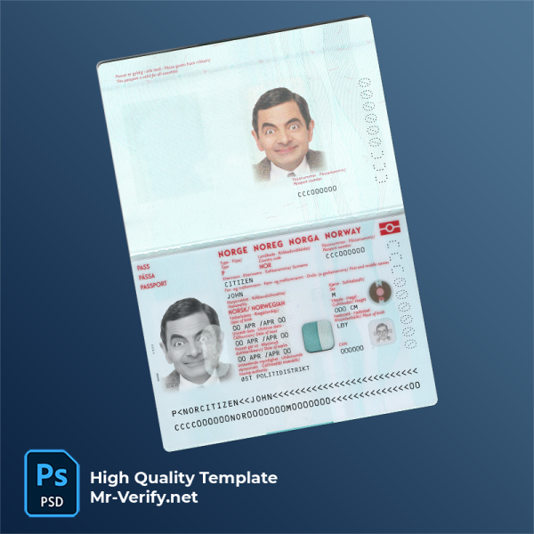 Norway passport psd template 2021-present Norway Passport PSD Template