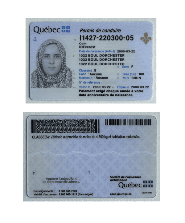 Quebec Driver License PSD Template | Editable & High-Quality File