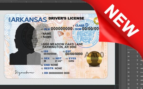 Arkansas driver license Psd Template New