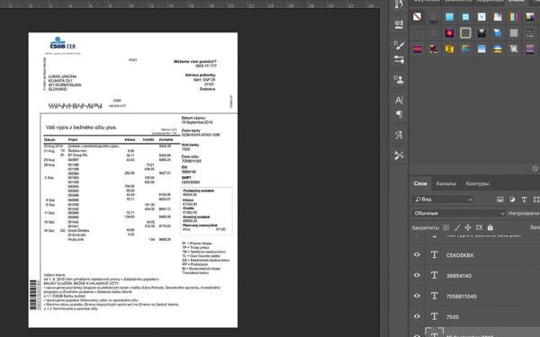 Slowakei Csob CEB Statement psd template