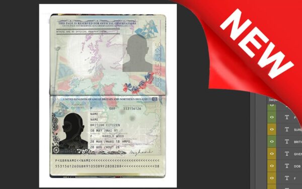 United Kingdom Passport psd template