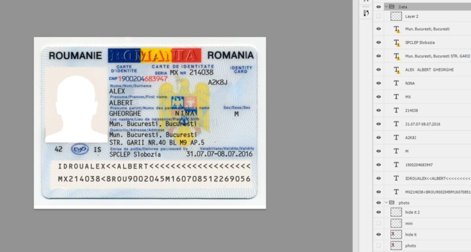 Romania ID Card Psd Template