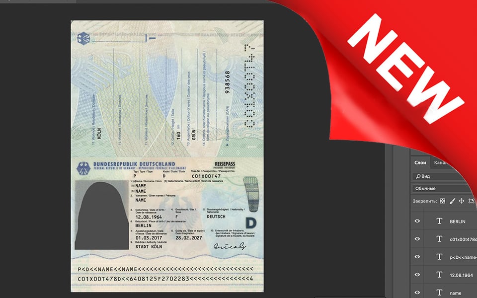 Germany Passport psd template New