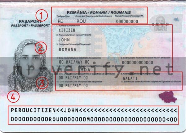 section of romania passport - Romania Passport PSD Template | High Quality