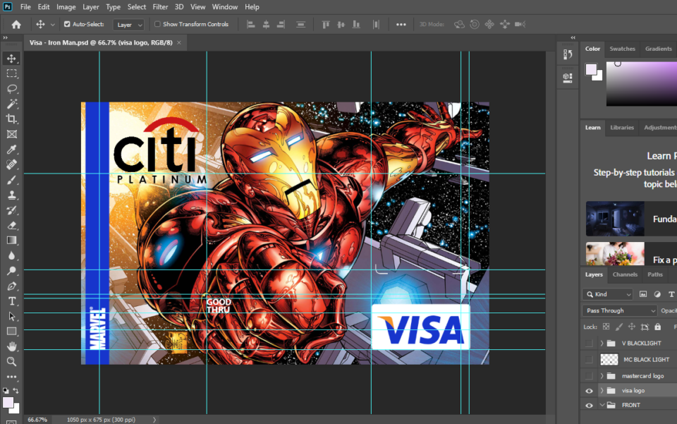 Citi Iron Man Visa Card psd template
