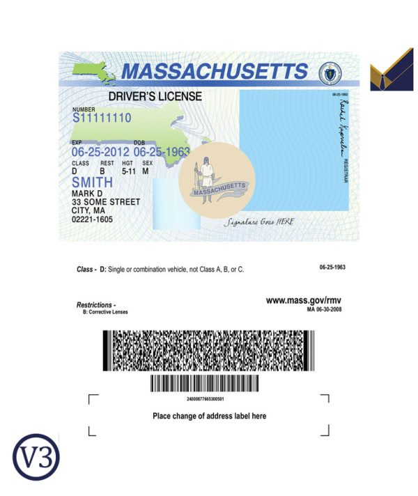 Massachusetts Driver License PSD Template