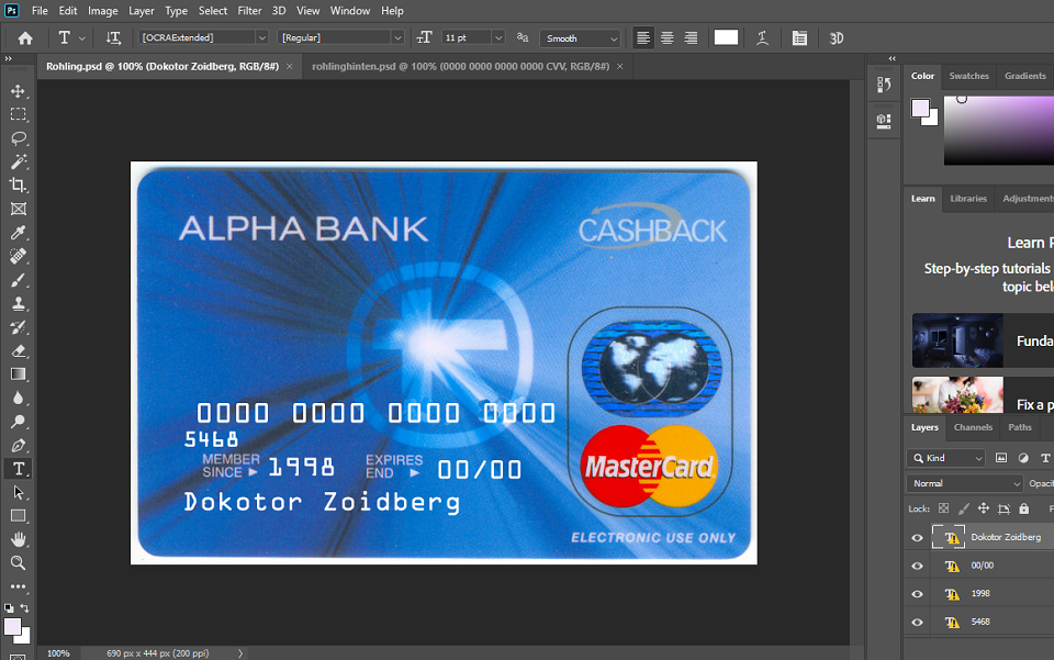 Alpha Bank Credit Card psd template