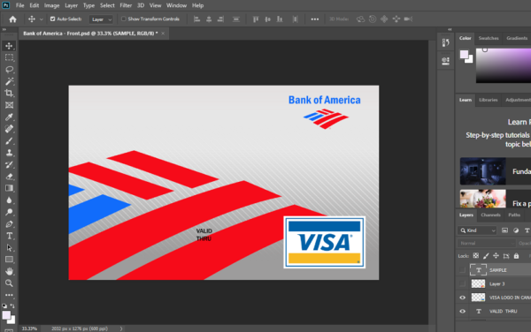 Bank of America Credit Card PSD Template
