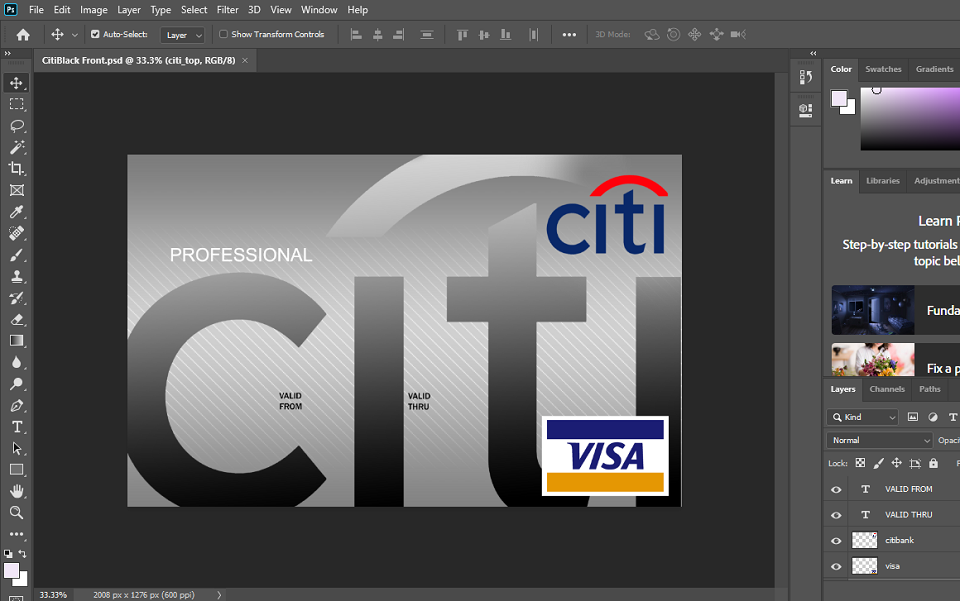 Citi Bank Credit Card psd template v1