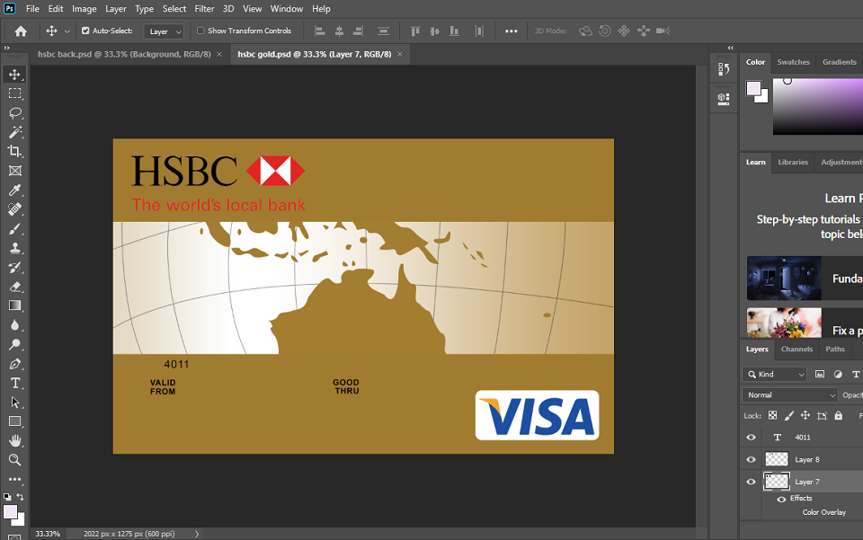 HSBC Bank Credit Card psd template (old version)