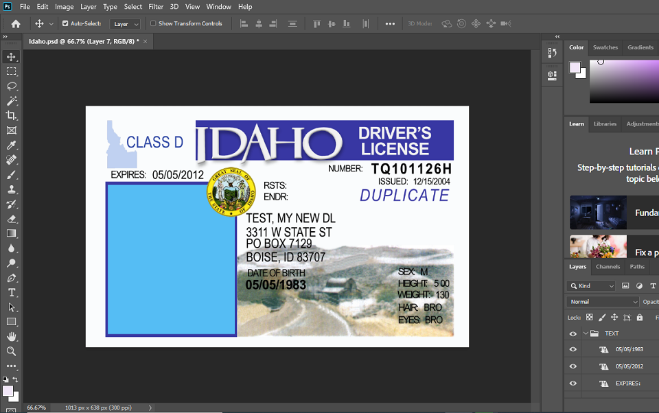 idaho driver license Psd Template New