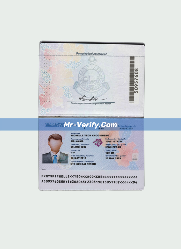 Free editable malaysia passport Template