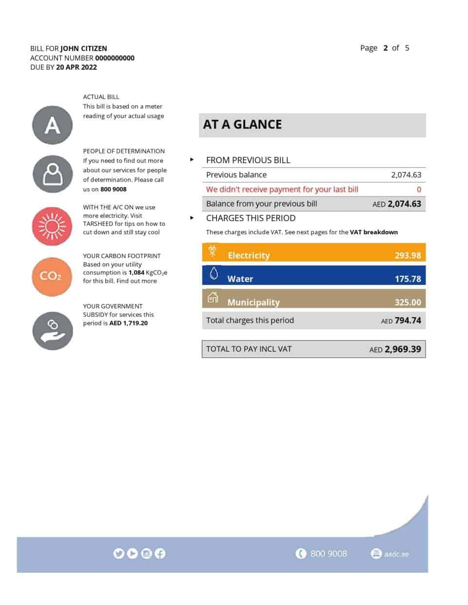 UAE Ajman Al Ain Distribution Co. Word and PDF utility bill template (5 pages)