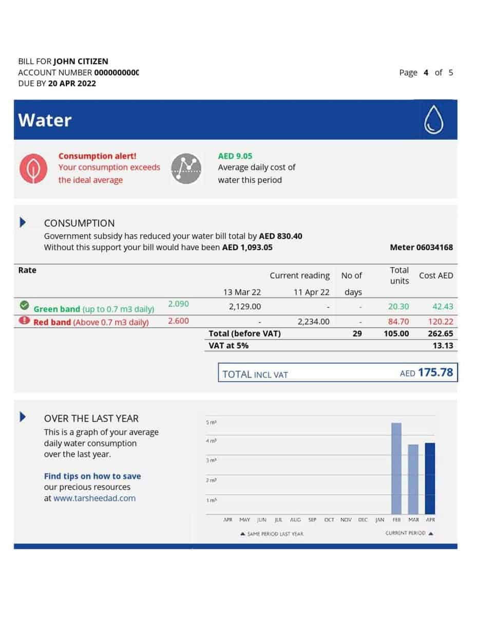 UAE Ajman Al Ain Distribution Co. Word and PDF utility bill template (5 pages)