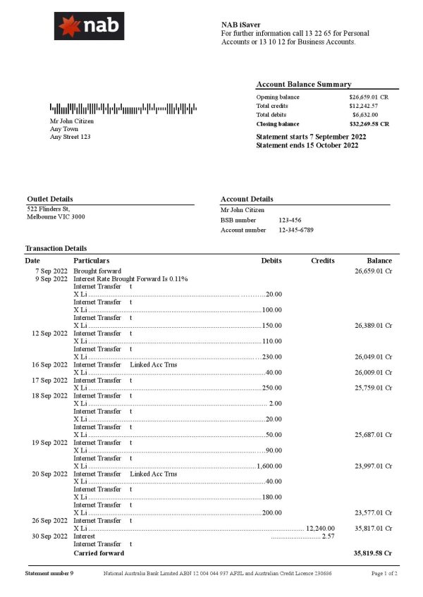 Italy Intesa Sanpaolo bank statement template in .doc and .pdf format, fully editable
