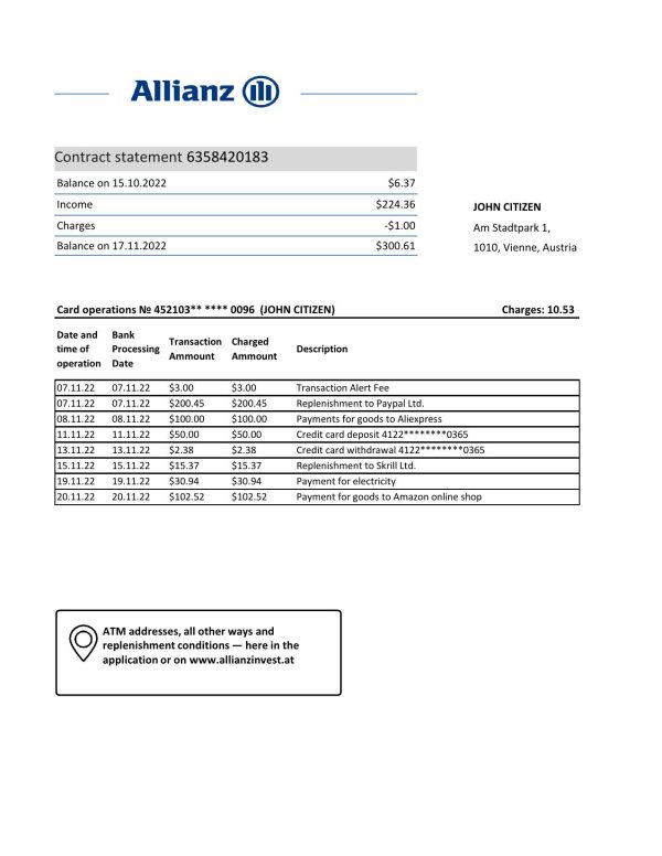 Austria Allianz Investment bank statement template in Excel and PDF format 1 600x776 - Cart