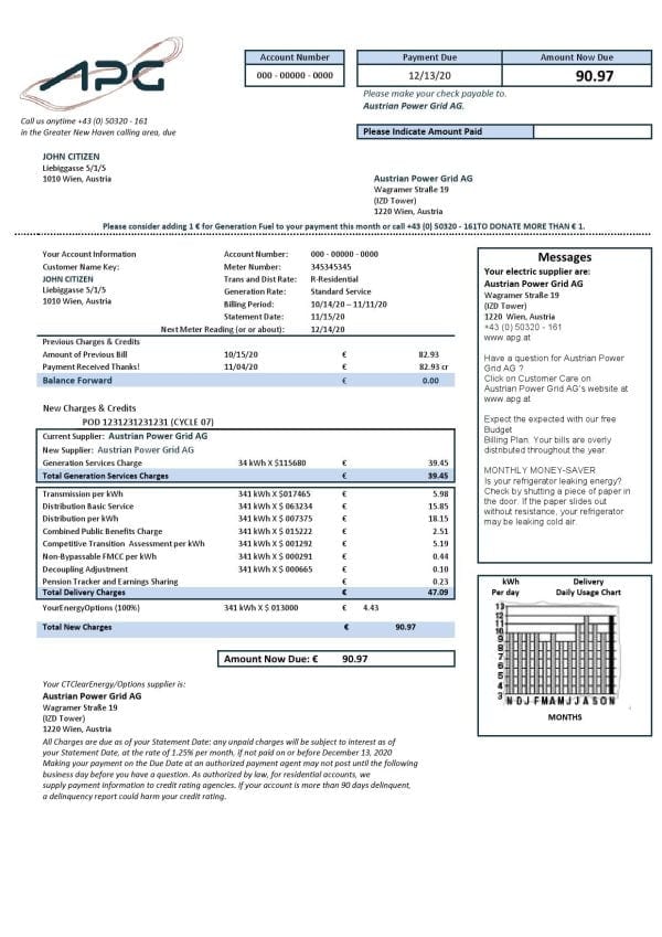 Australia NSW Bankstown City Council utility bill Word and PDF template