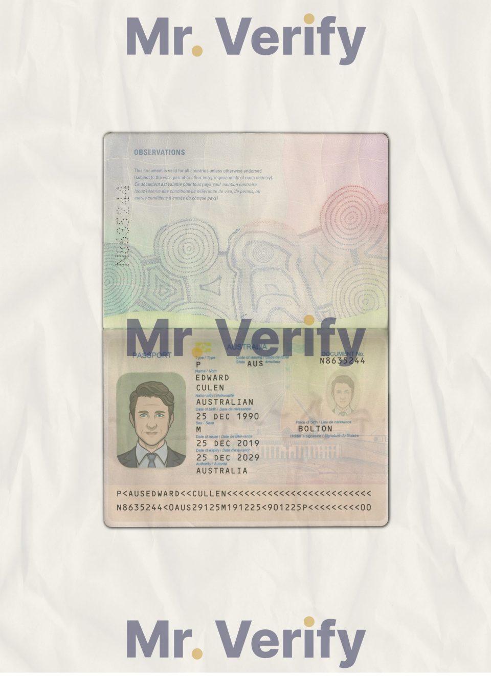 Authentic Australia Standard Psd Passport Template Mr Verify 4384