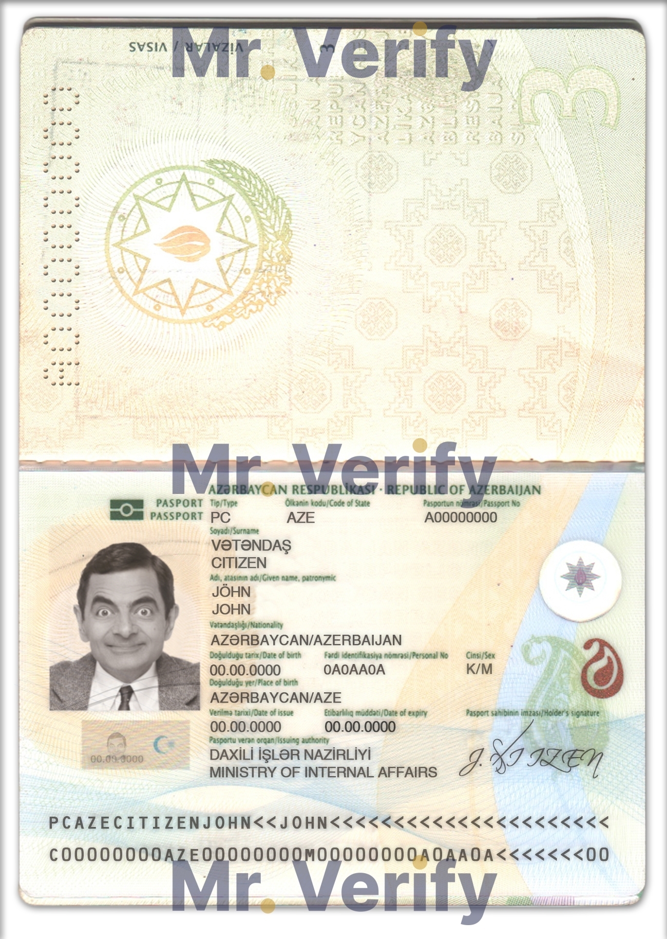 Azerbaijan Passport psd template