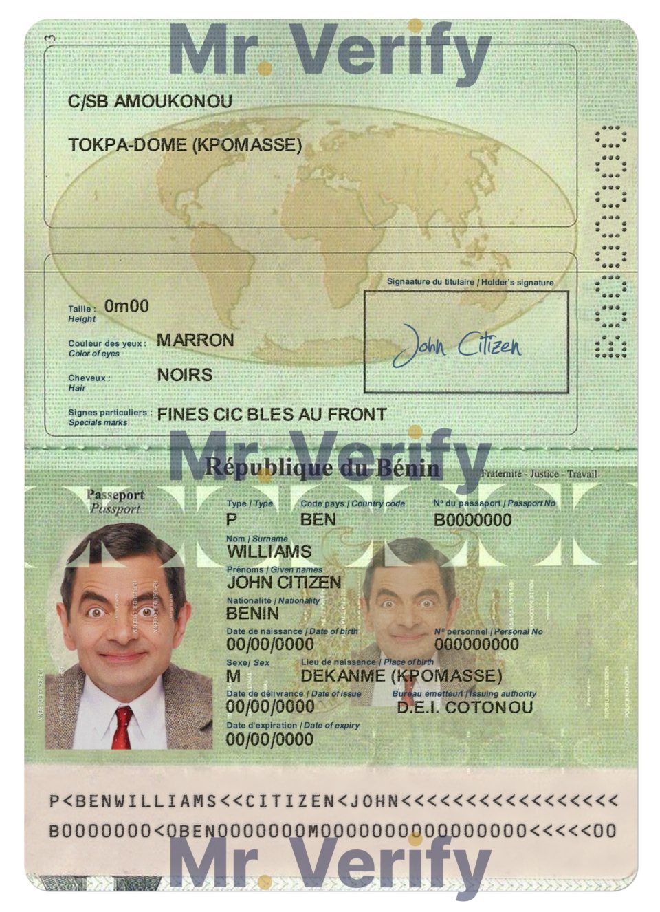 Fake Benin Passport PSD Template
