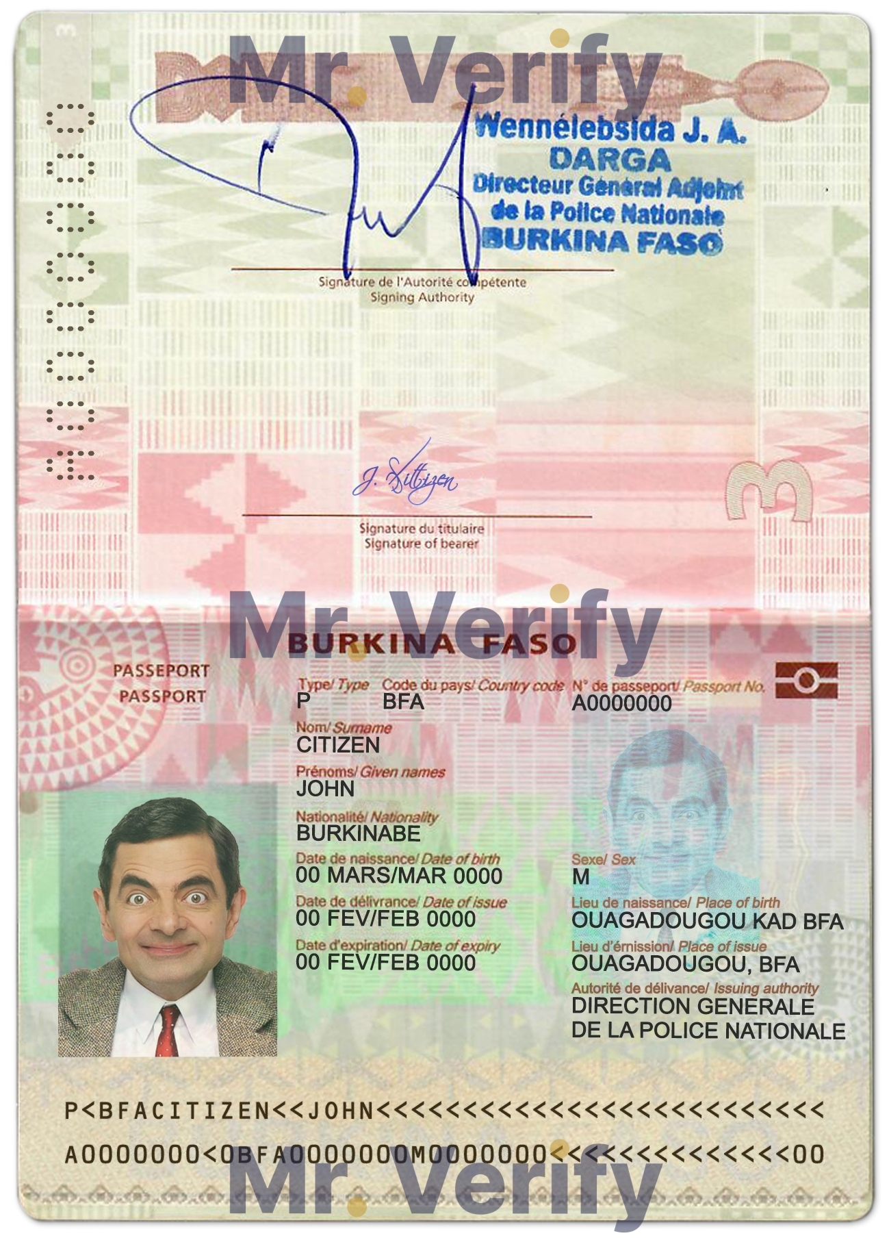 Fake Burkina Faso Passport PSD Template (2018 – present)