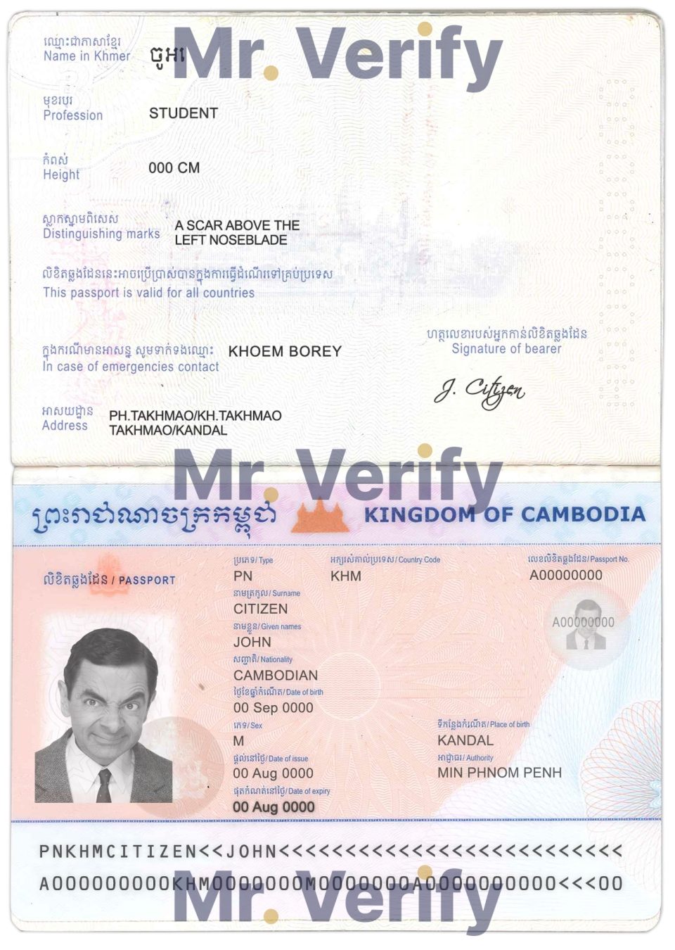 Fake Cambodia Passport PSD Template