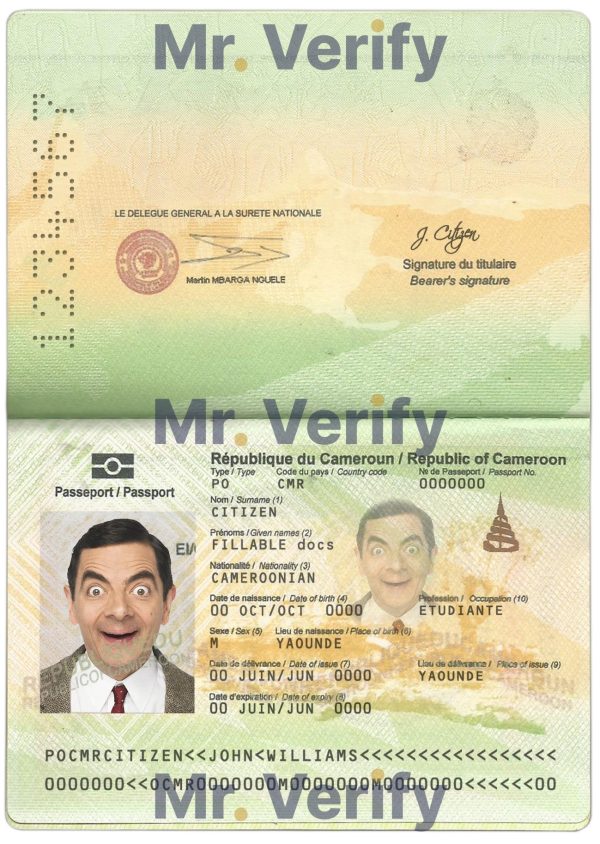 Fake Cameroon Passport PSD Template