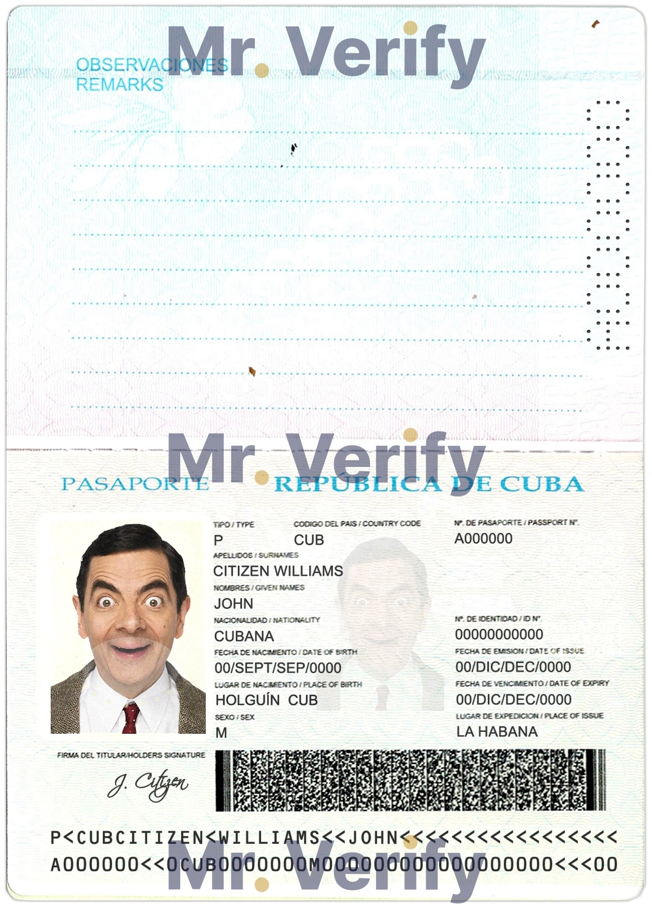 Fake Cuba Passport PSD Template