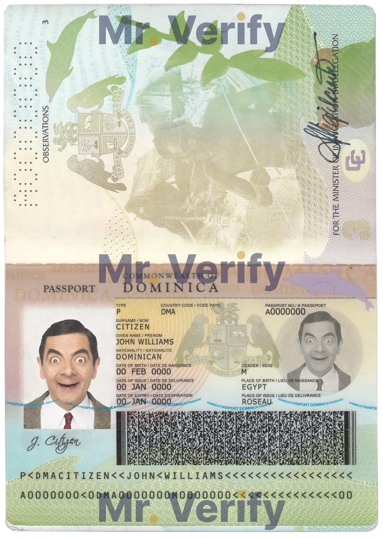 Dominica Passport psd template
