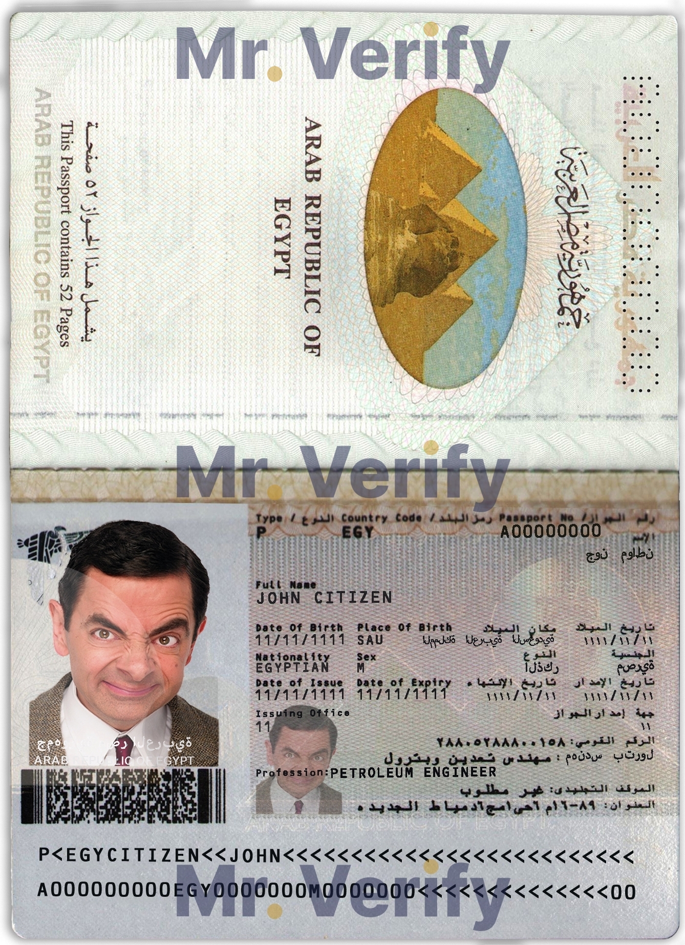 Fake Egypt Passport PSD Template