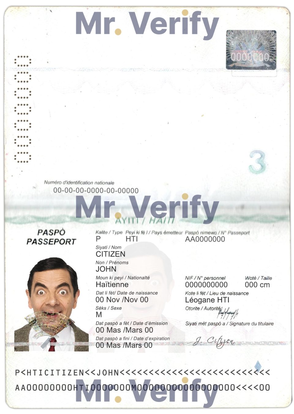 Fake Haiti Passport PSD Template