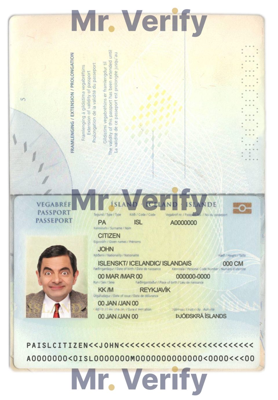 Fake Iceland Passport PSD Template