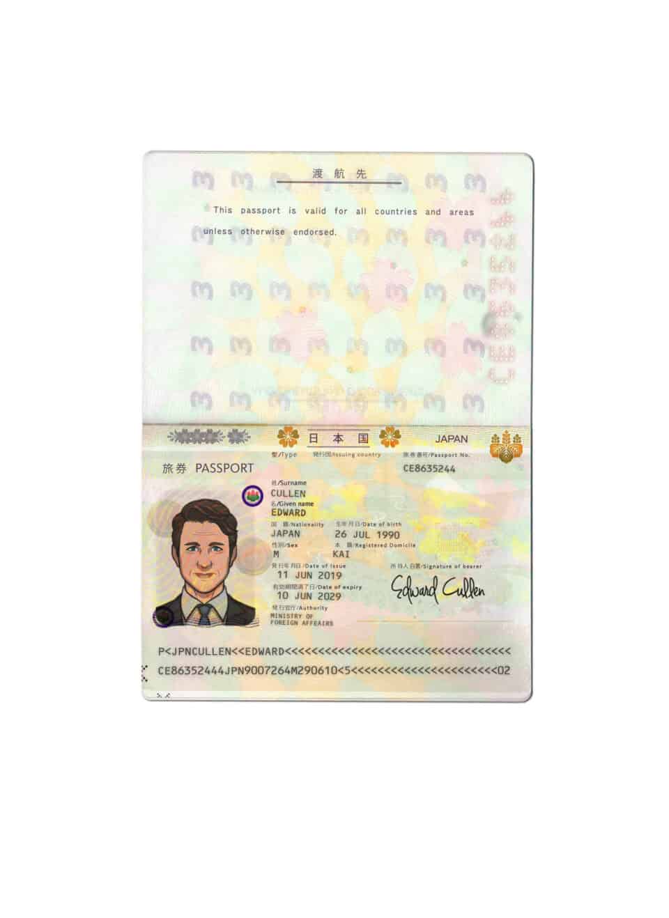 Japan Passport psd template