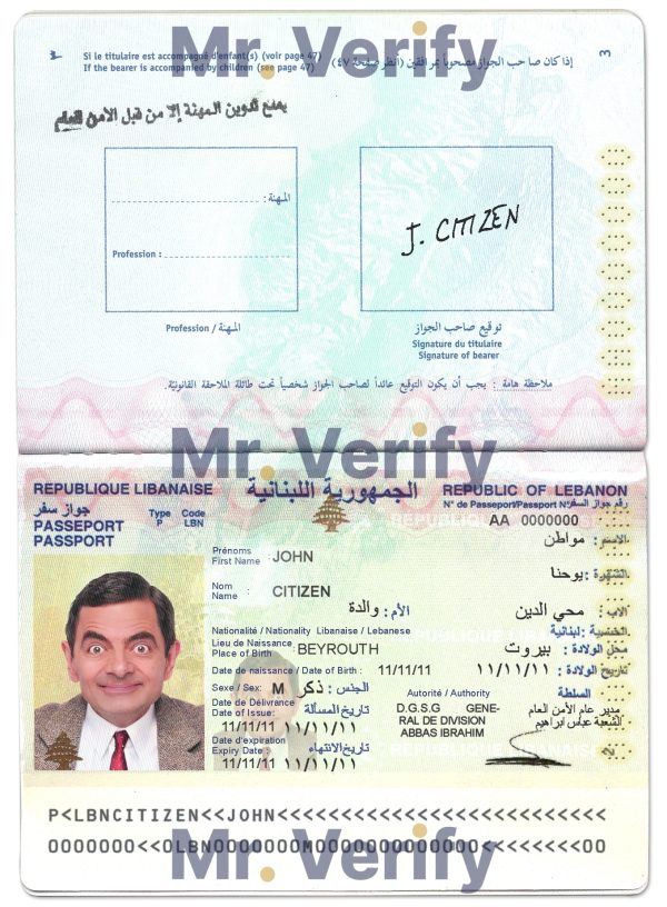 Authentic Lebanon PSD Passport Template 600x816 - Cart