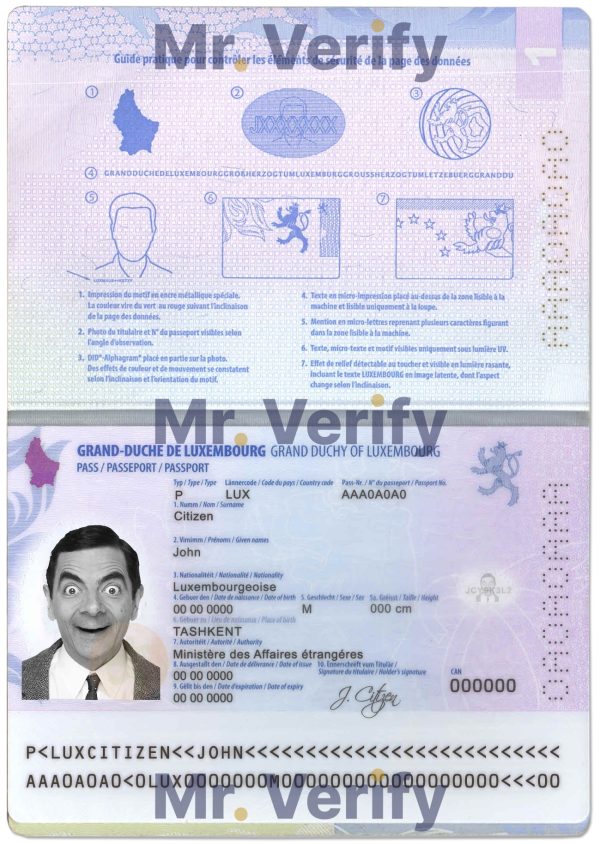 Fake Luxembourg Passport PSD Template
