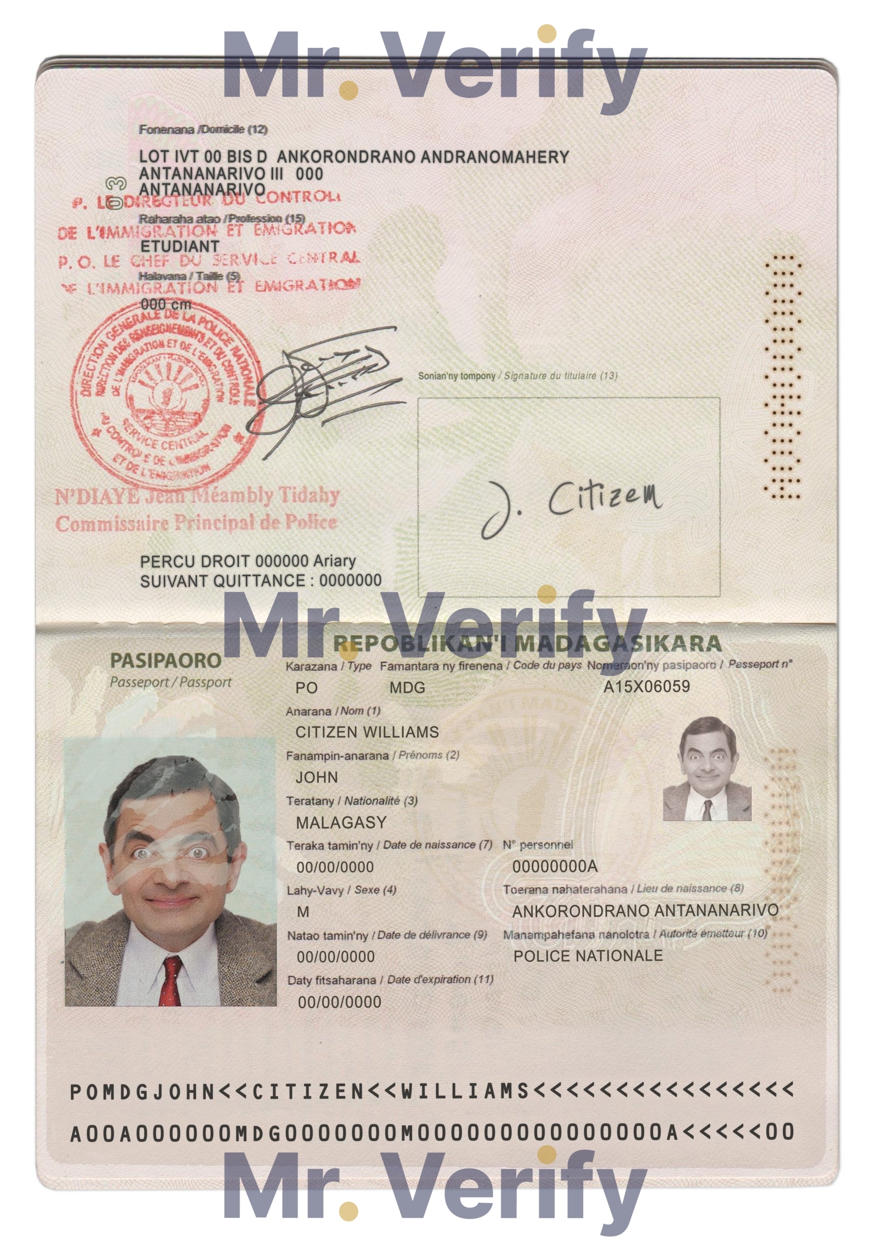 Fake Madagascar Passport PSD Template