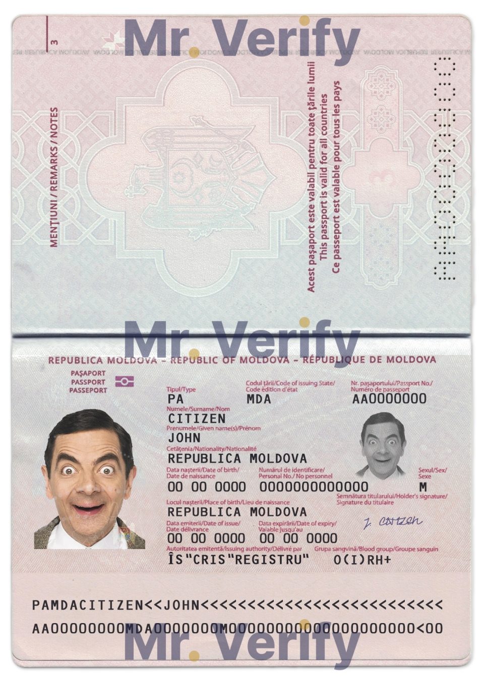 Fake Moldova Passport PSD Template (2014 – present)