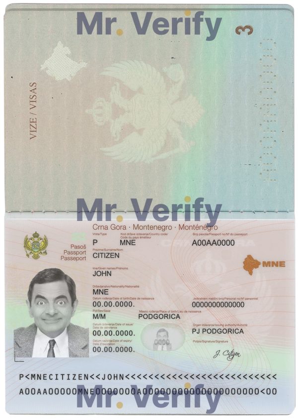 Fake Montenegro Passport PSD Template