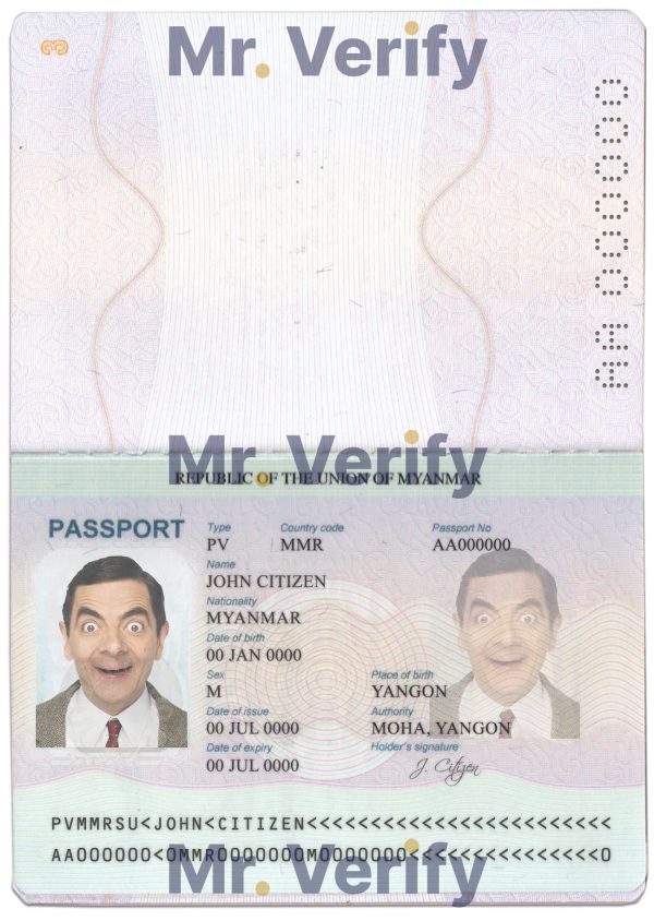 Fake Myanmar Passport PSD Template