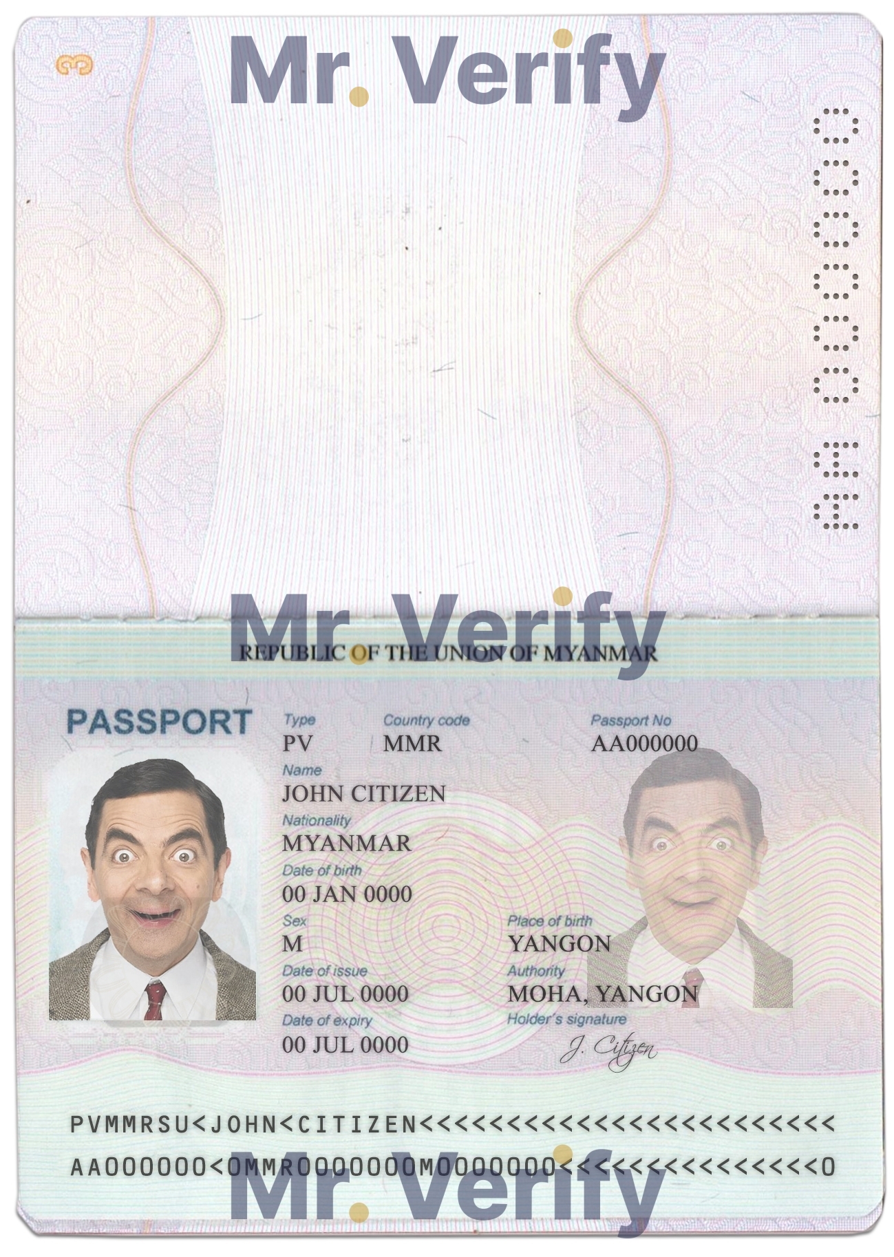 Fake Myanmar Passport PSD Template
