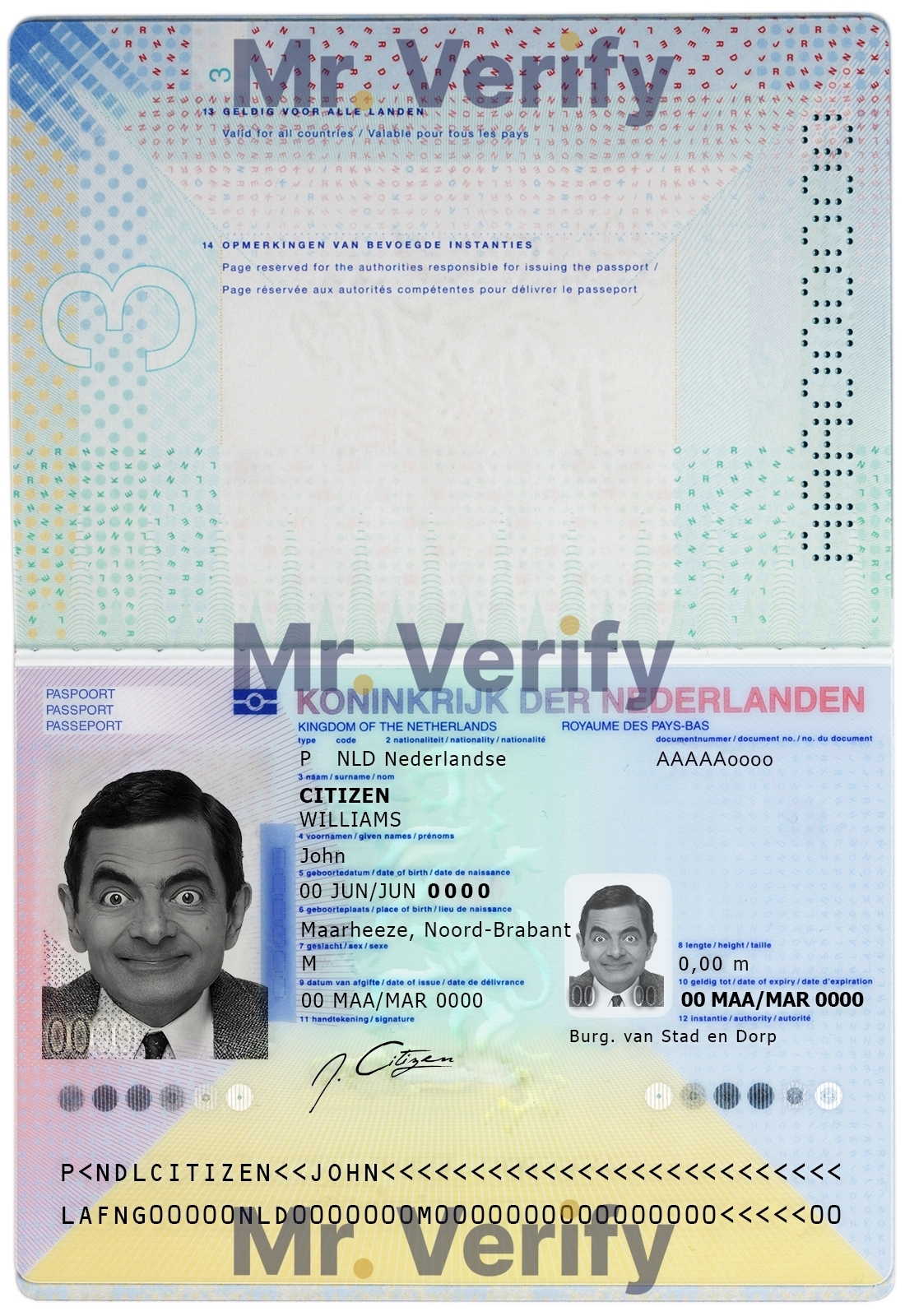 Fake Netherlands Passport PSD Template (2014 – present)