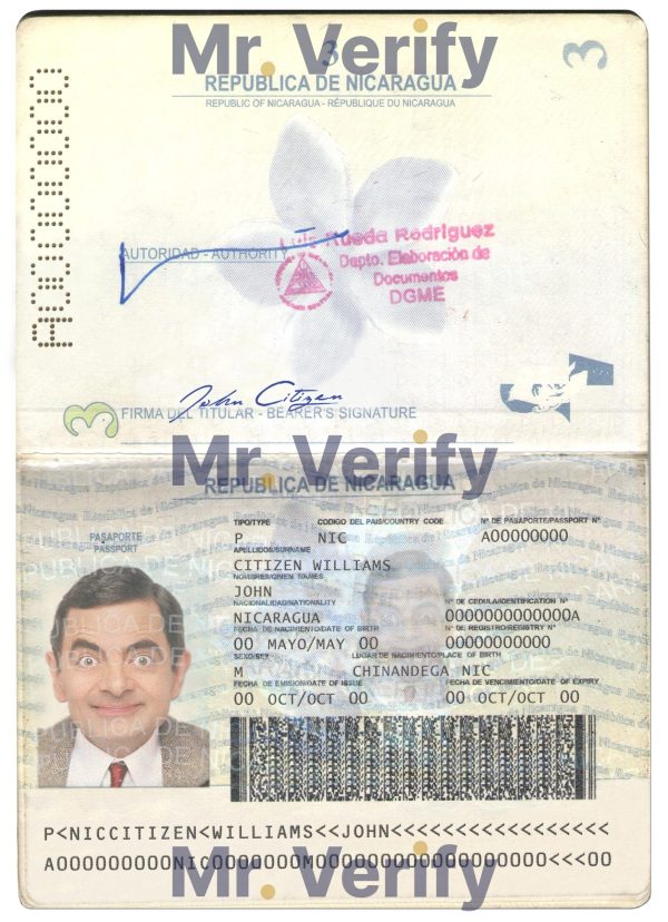 Fake Nicaragua Passport PSD Template