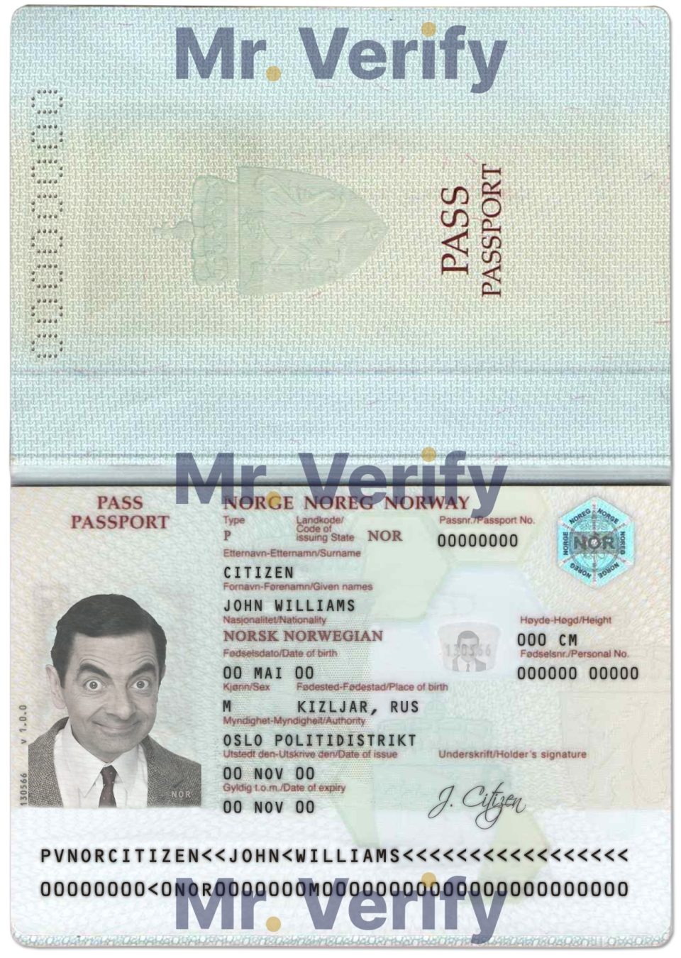 Fake Norway Passport PSD Template