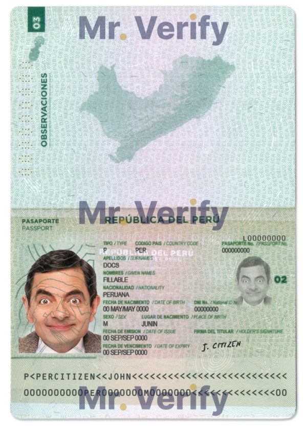 Editable Peru Passport PSD Template