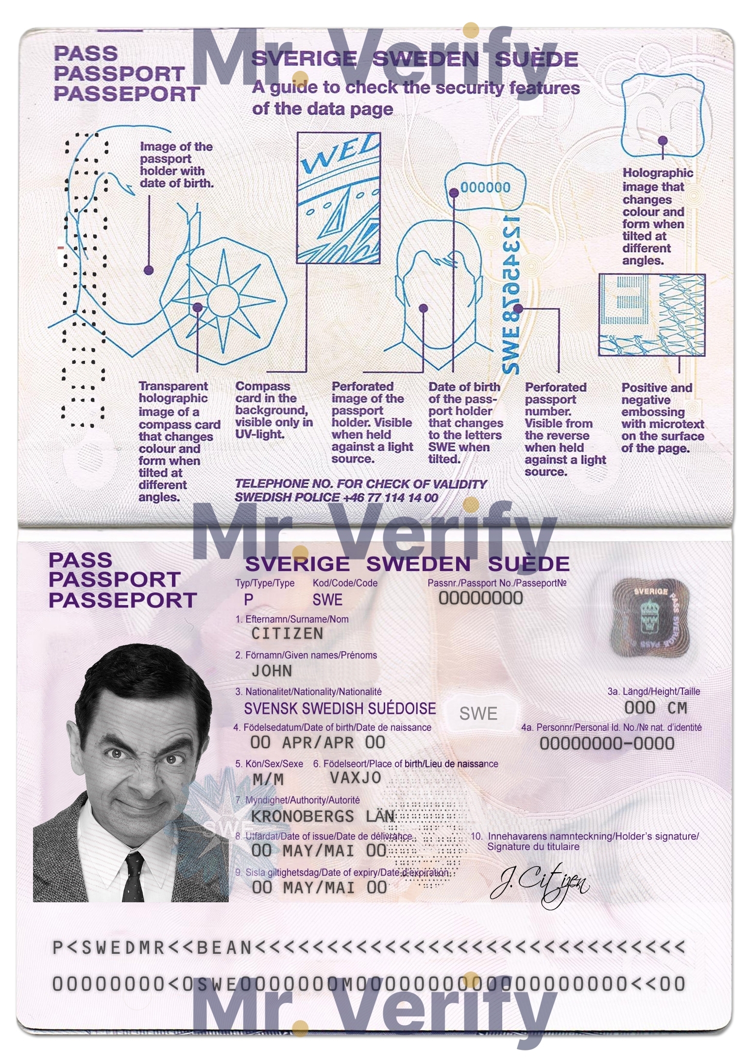 Fake Sweden Passport PSD Template