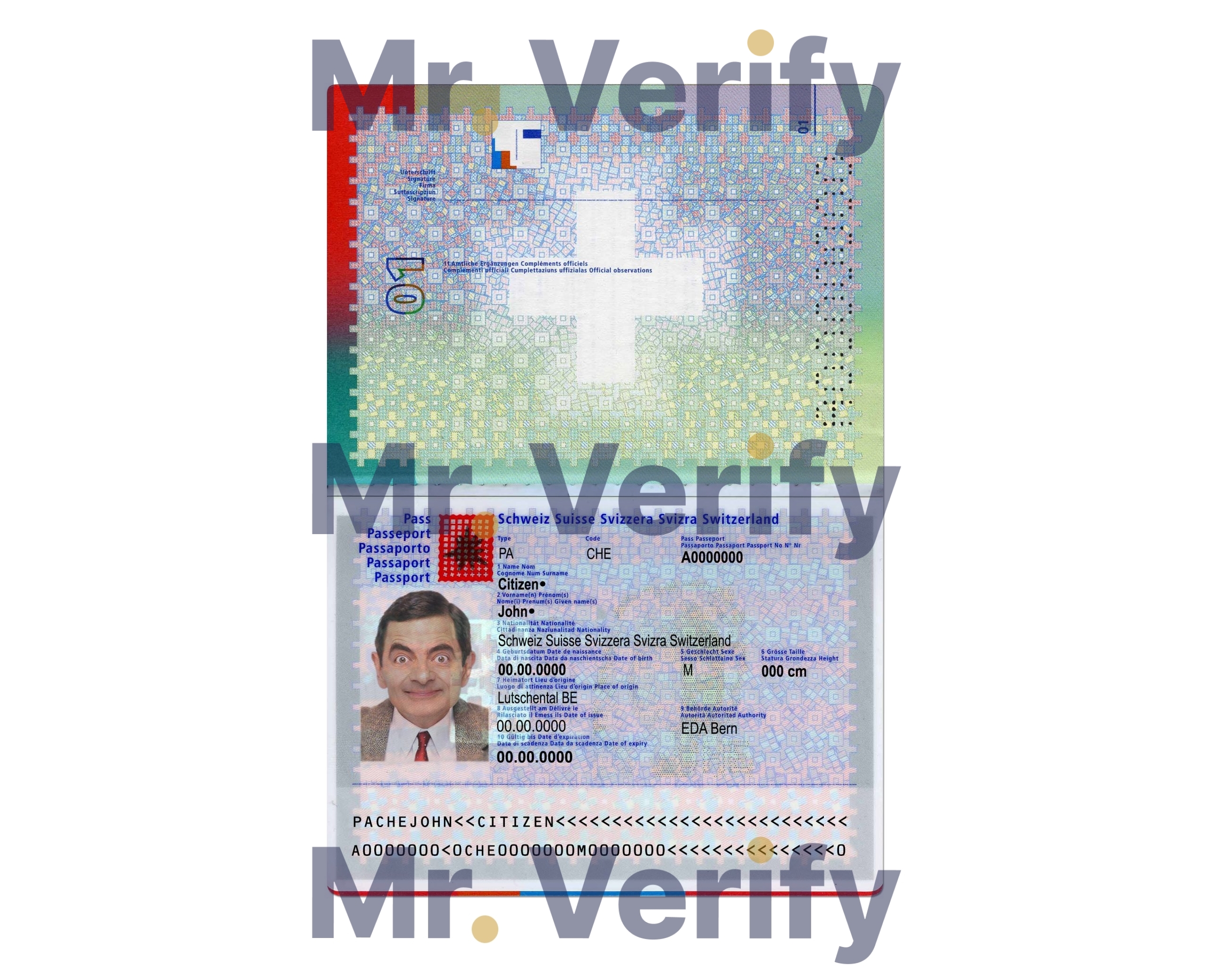 Fake Switzerland Passport PSD Template