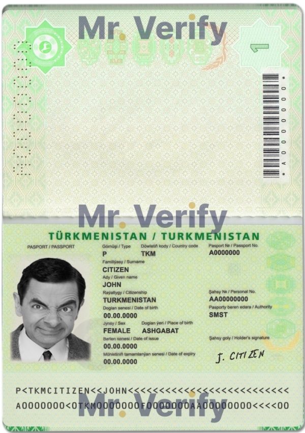 Authentic Turkmenistan PSD Passport Template 600x852 - Cart